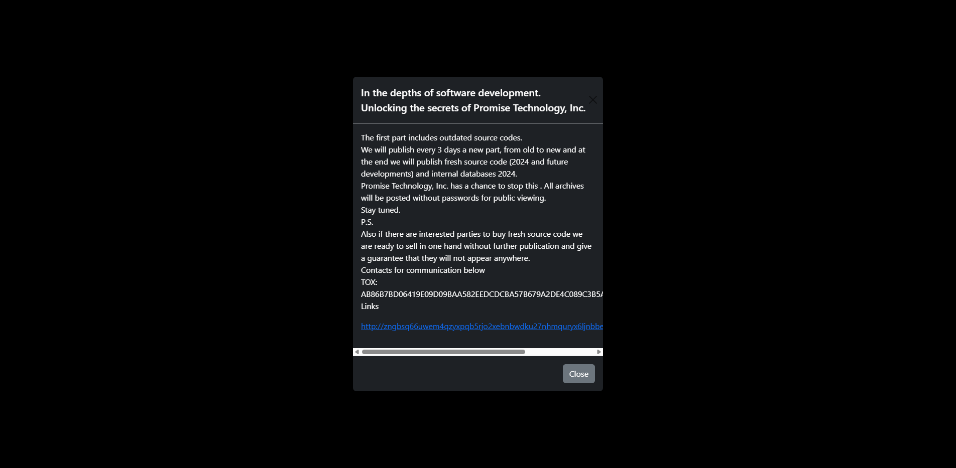 Screenshot del ataque