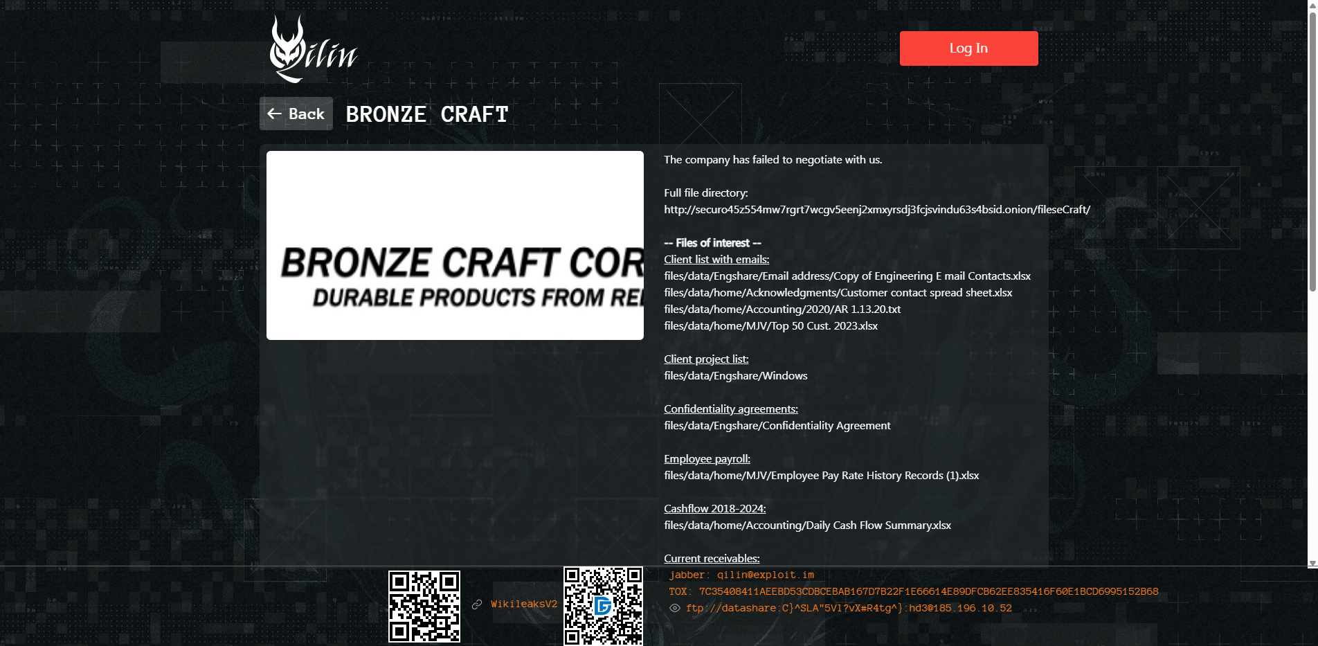 Screenshot del ataque