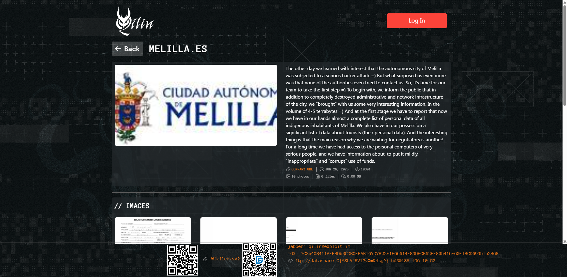 Screenshot del ataque