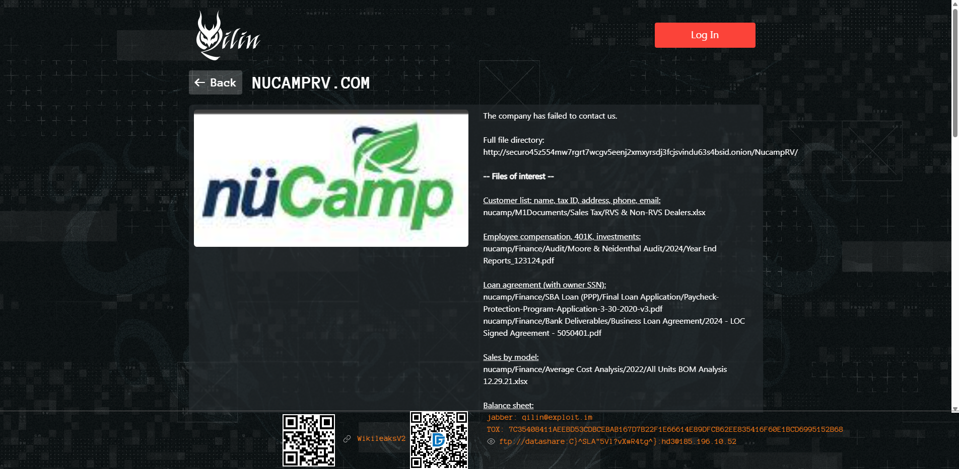 Screenshot del ataque