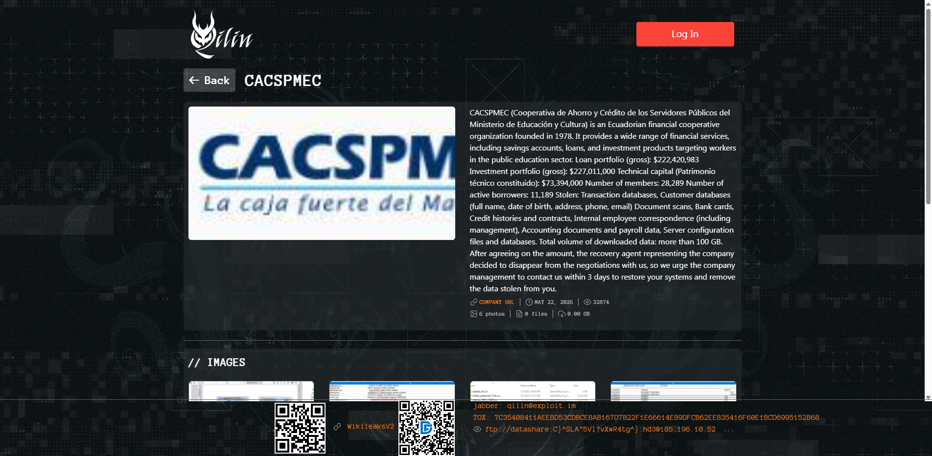 Screenshot del ataque