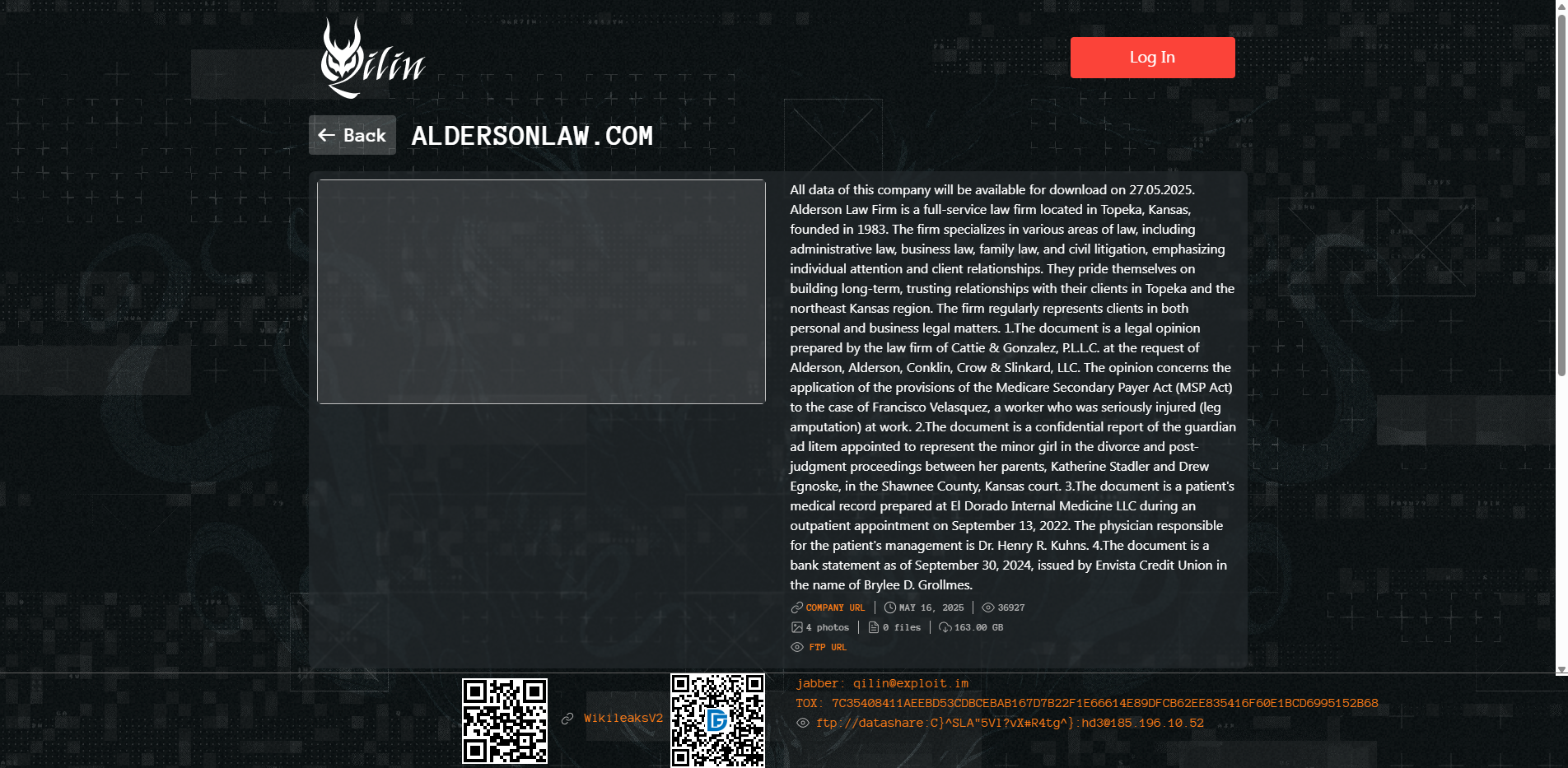 Screenshot del ataque