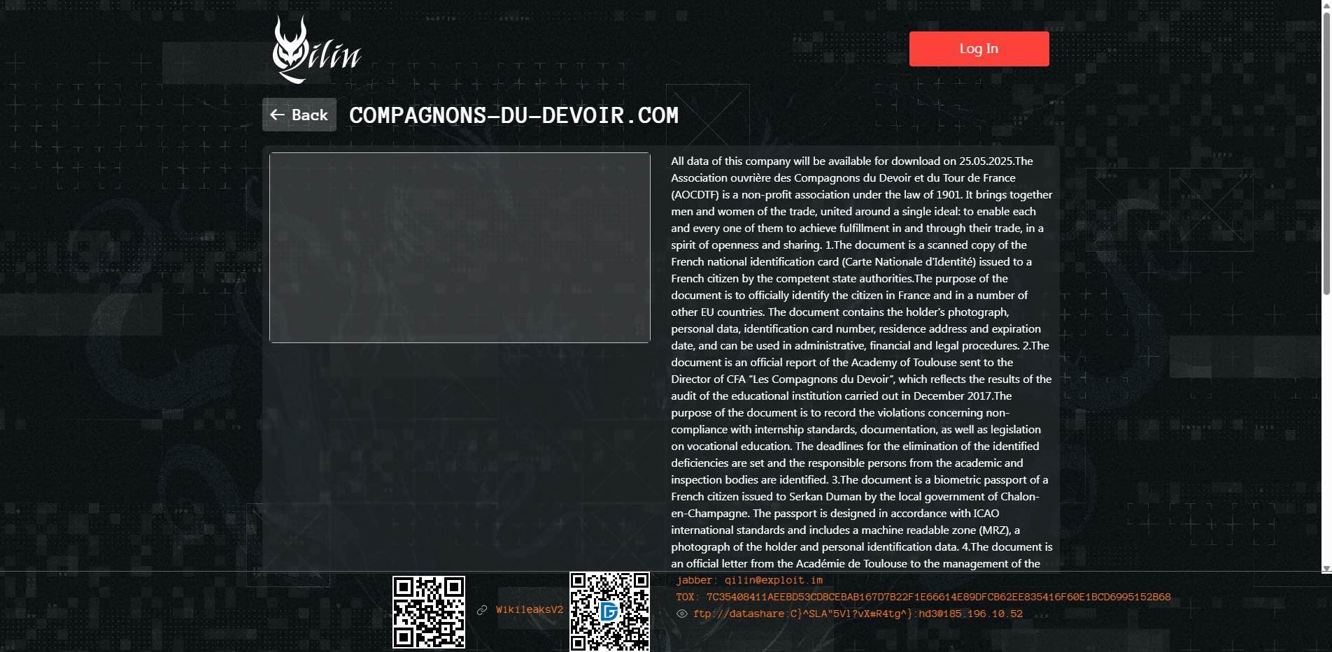 Screenshot del ataque