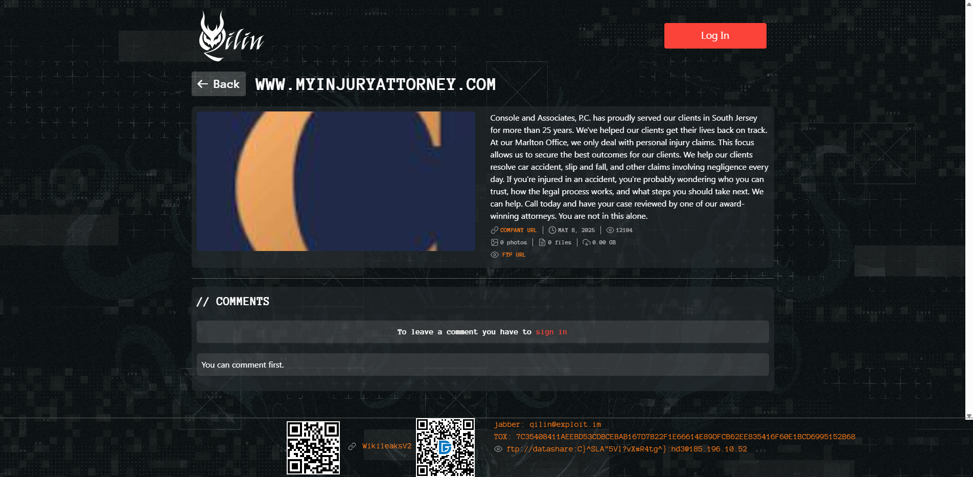 Screenshot del ataque