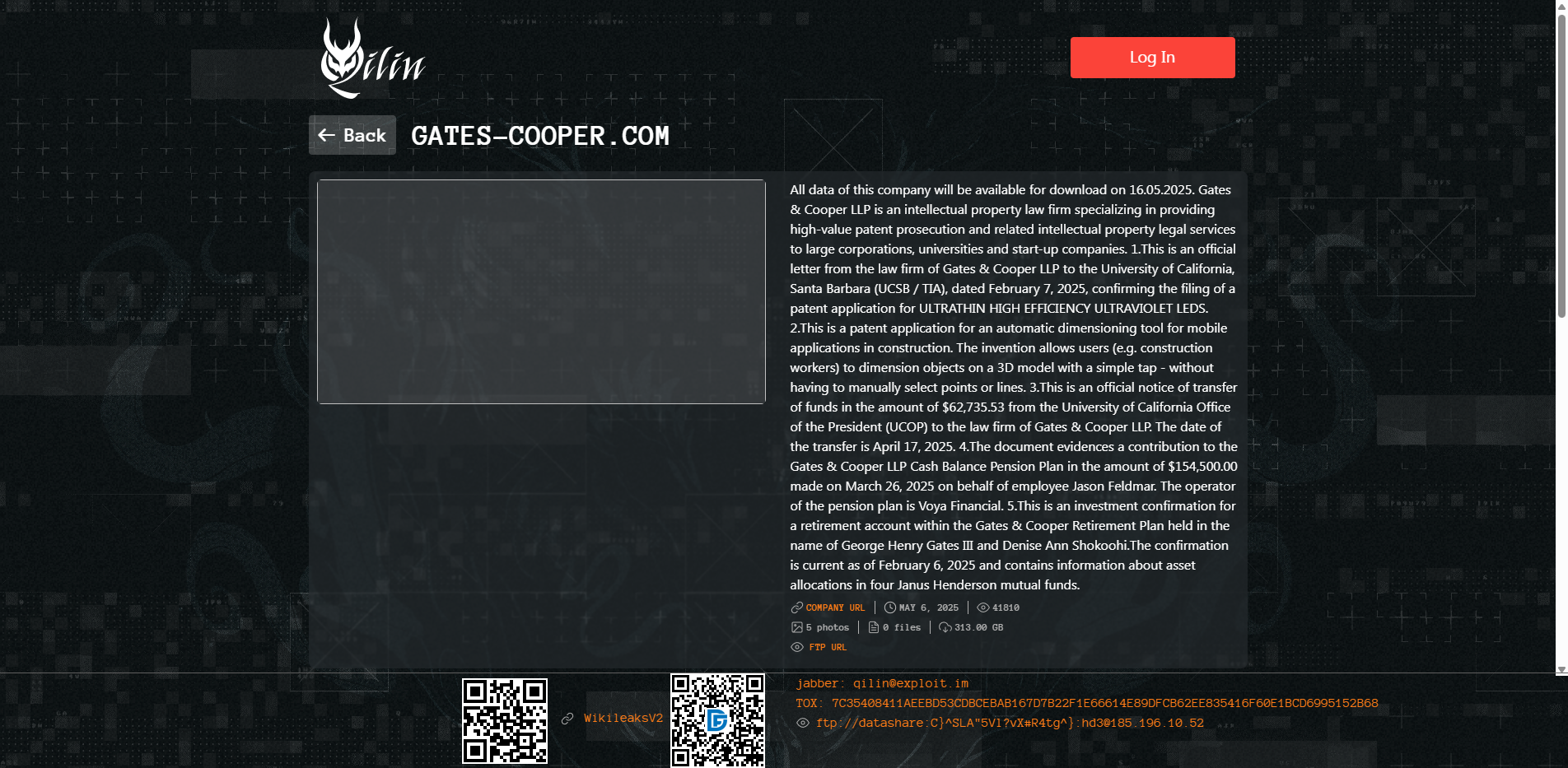 Screenshot del ataque