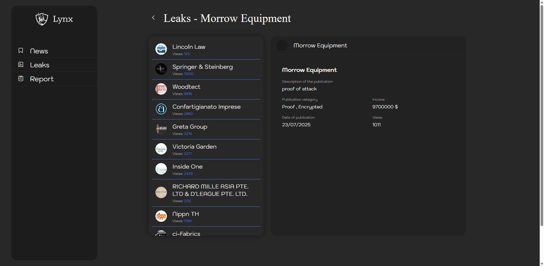 Screenshot del ataque
