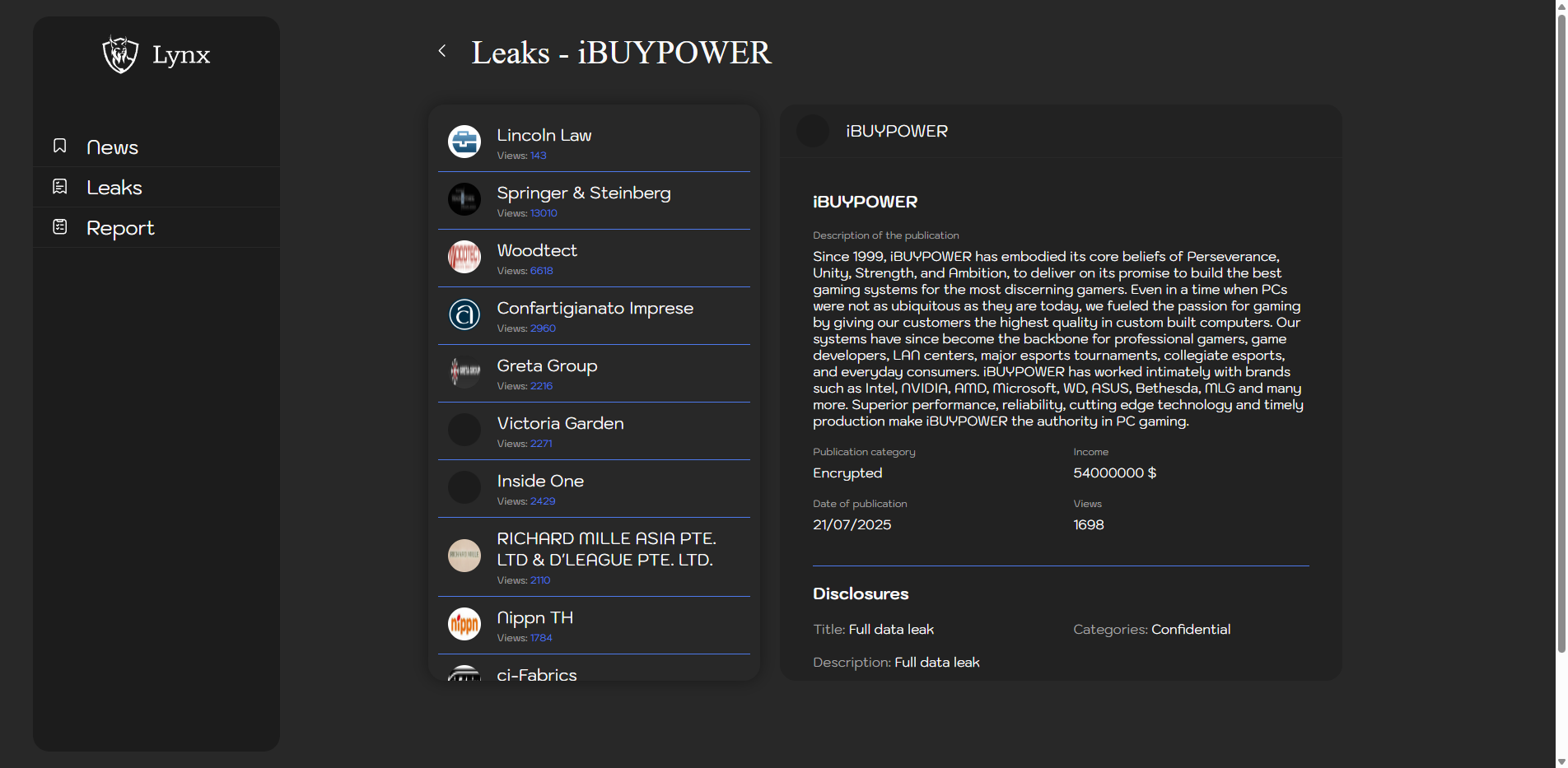 Screenshot del ataque