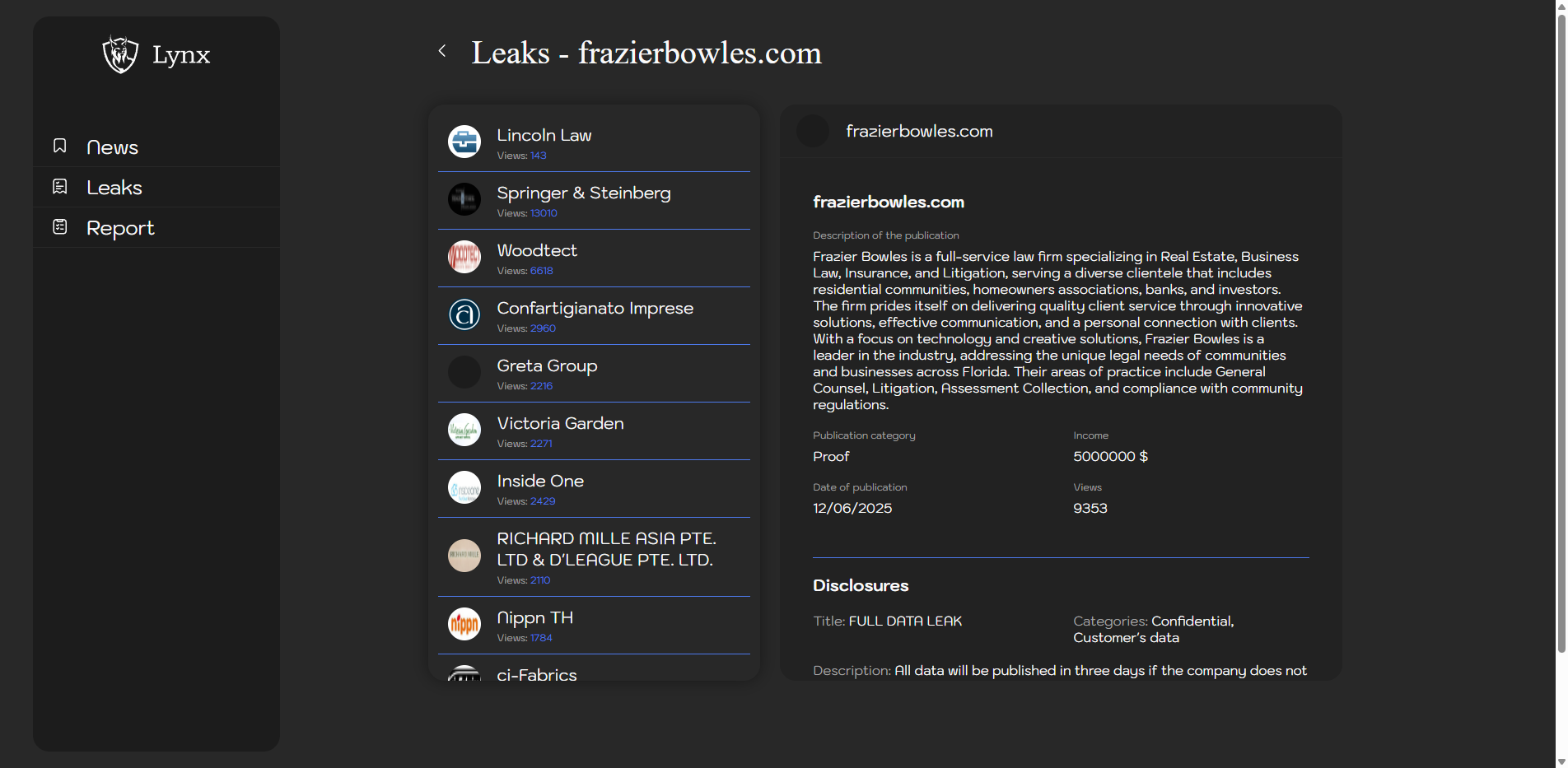 Screenshot del ataque
