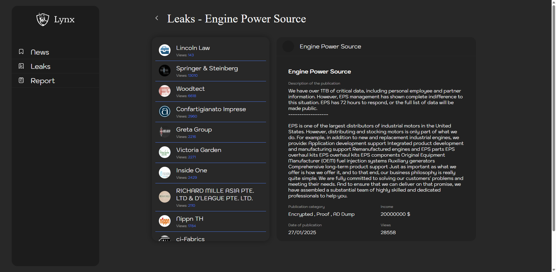 Screenshot del ataque