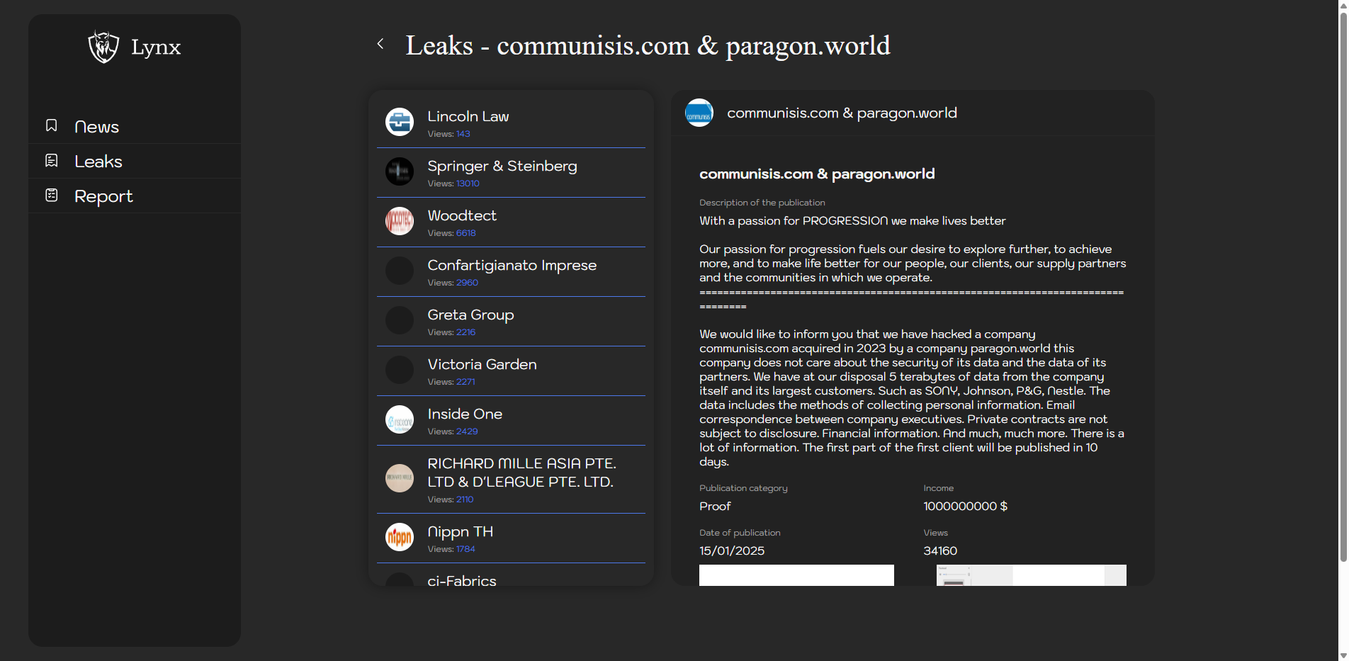 Screenshot del ataque