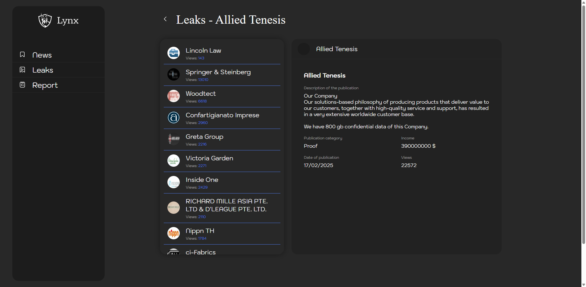 Screenshot del ataque