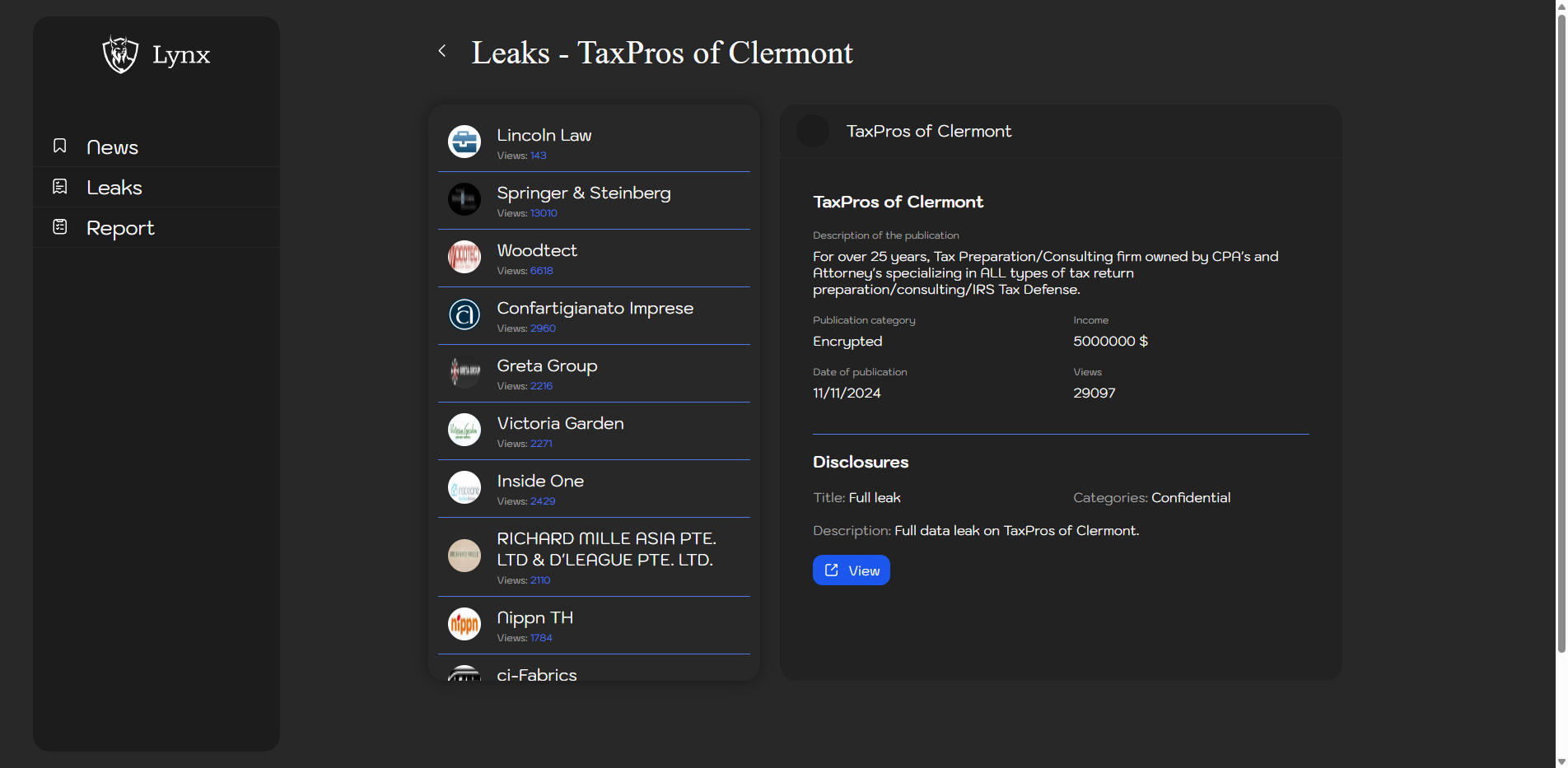 Screenshot del ataque
