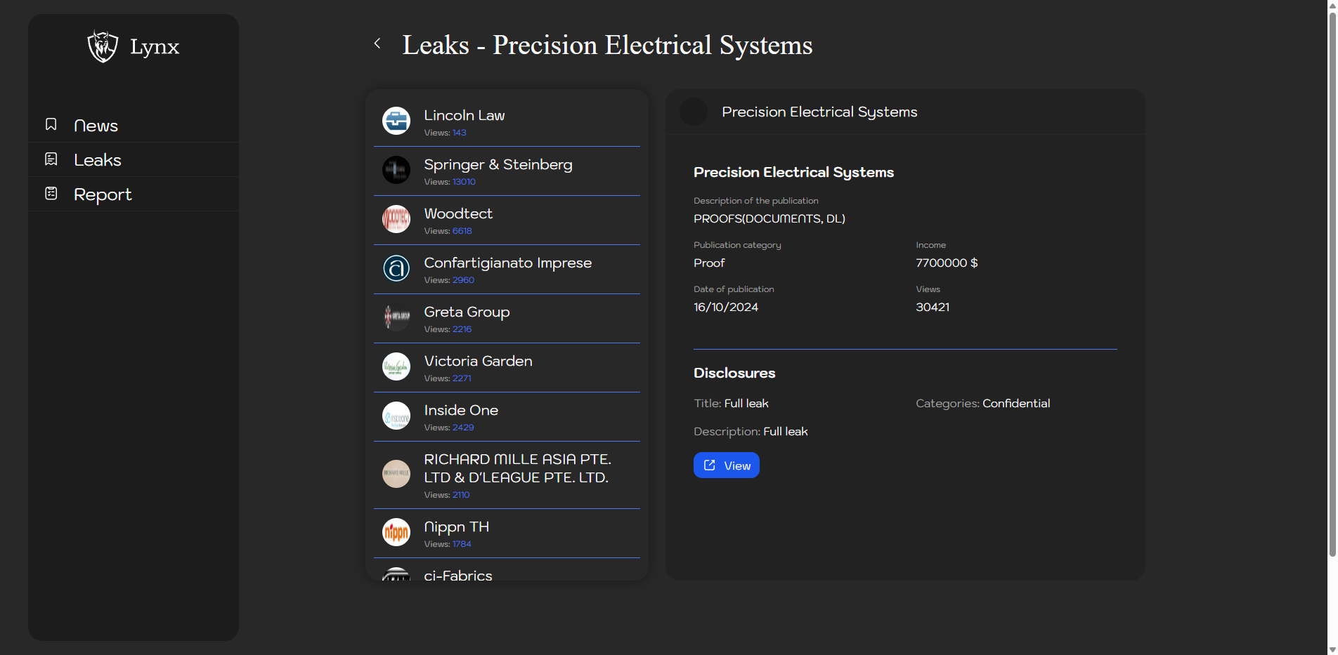 Screenshot del ataque