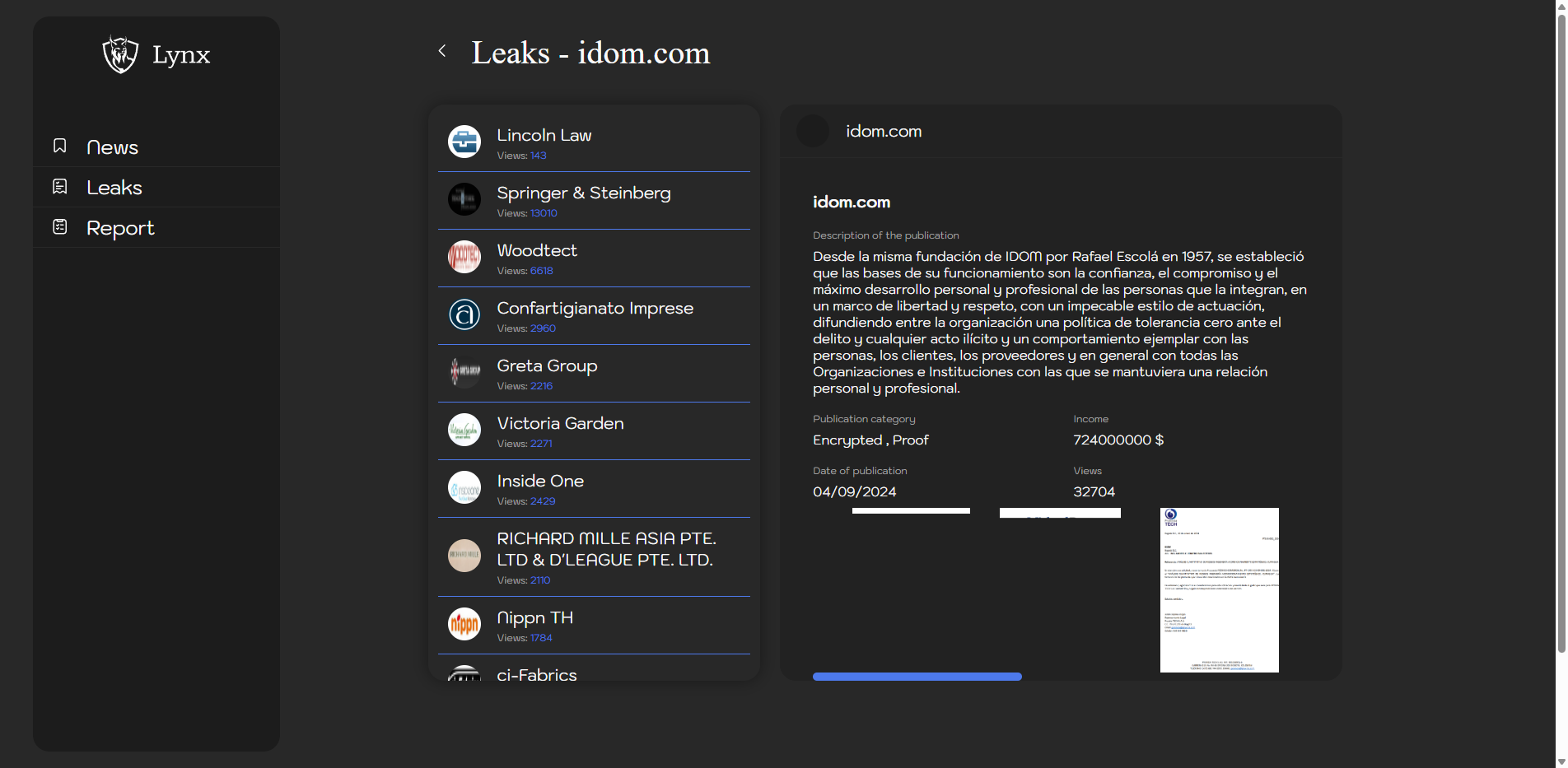 Screenshot del ataque