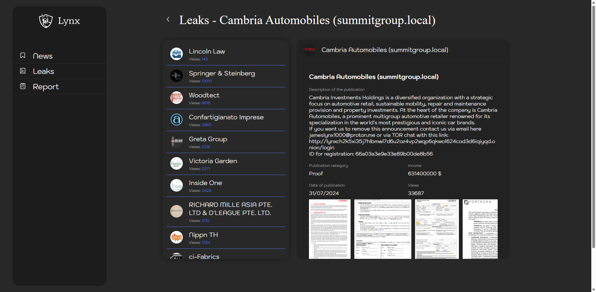 Screenshot del ataque