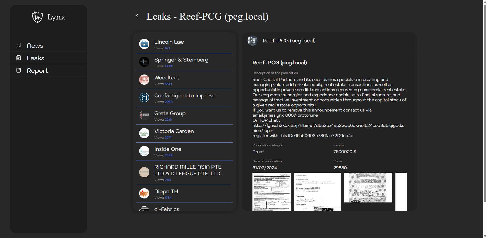 Screenshot del ataque