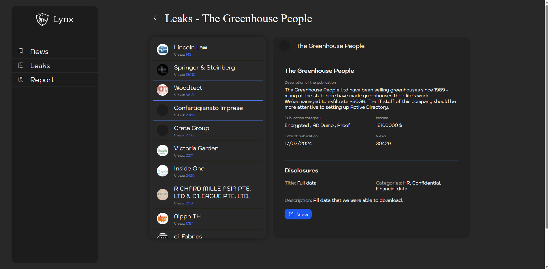 Screenshot del ataque