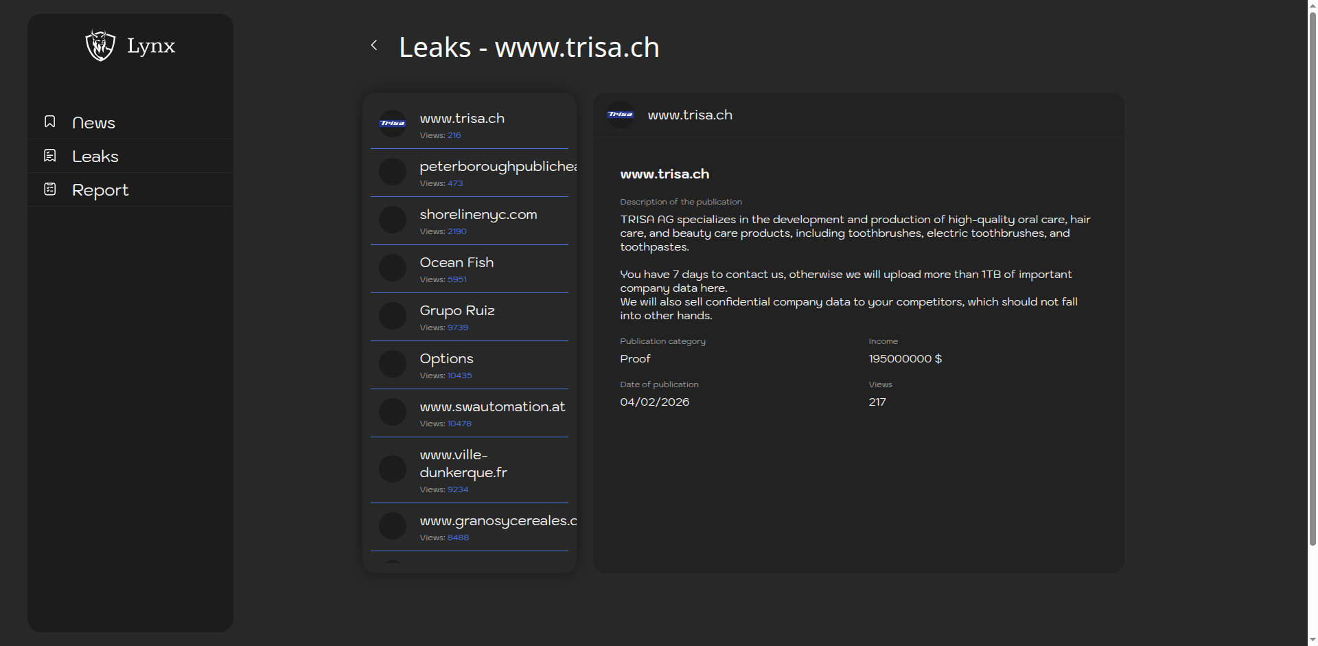 Screenshot del ataque