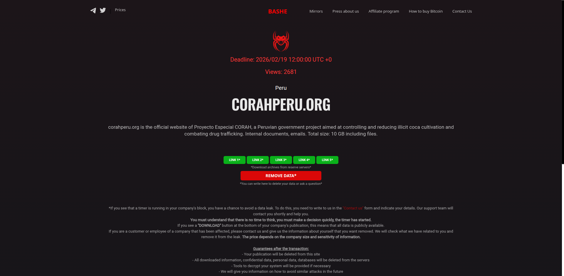 Screenshot del ataque