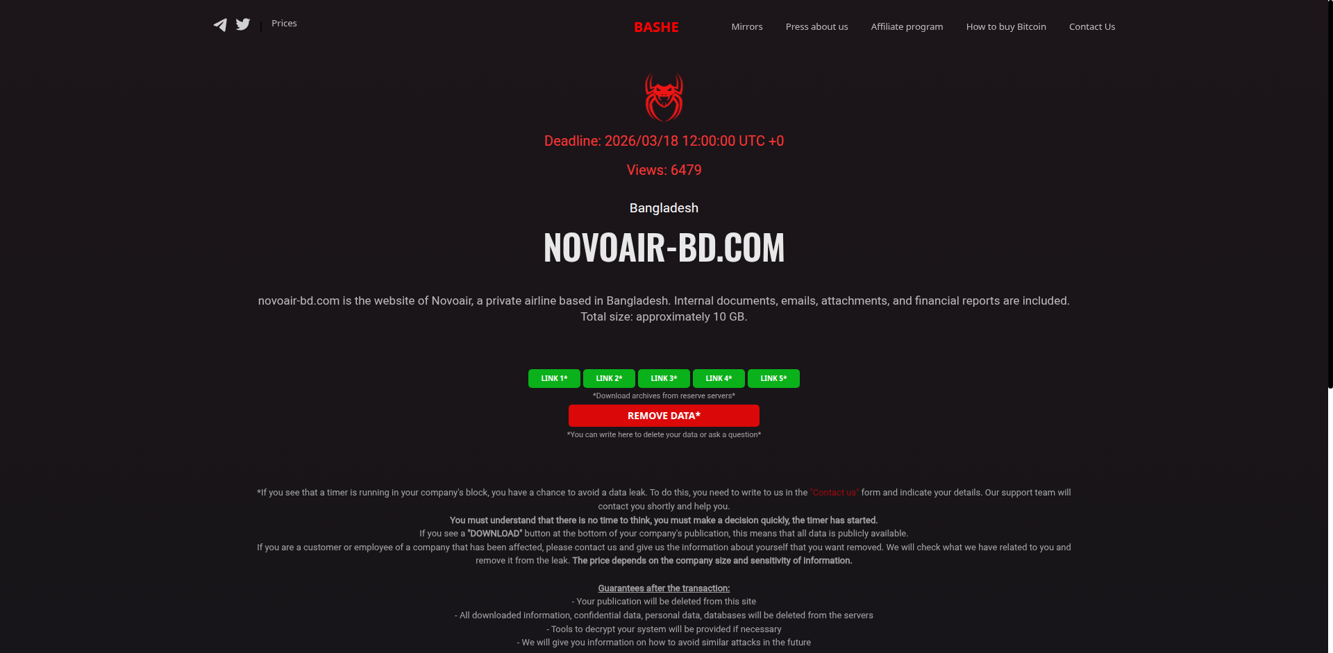 Screenshot del ataque