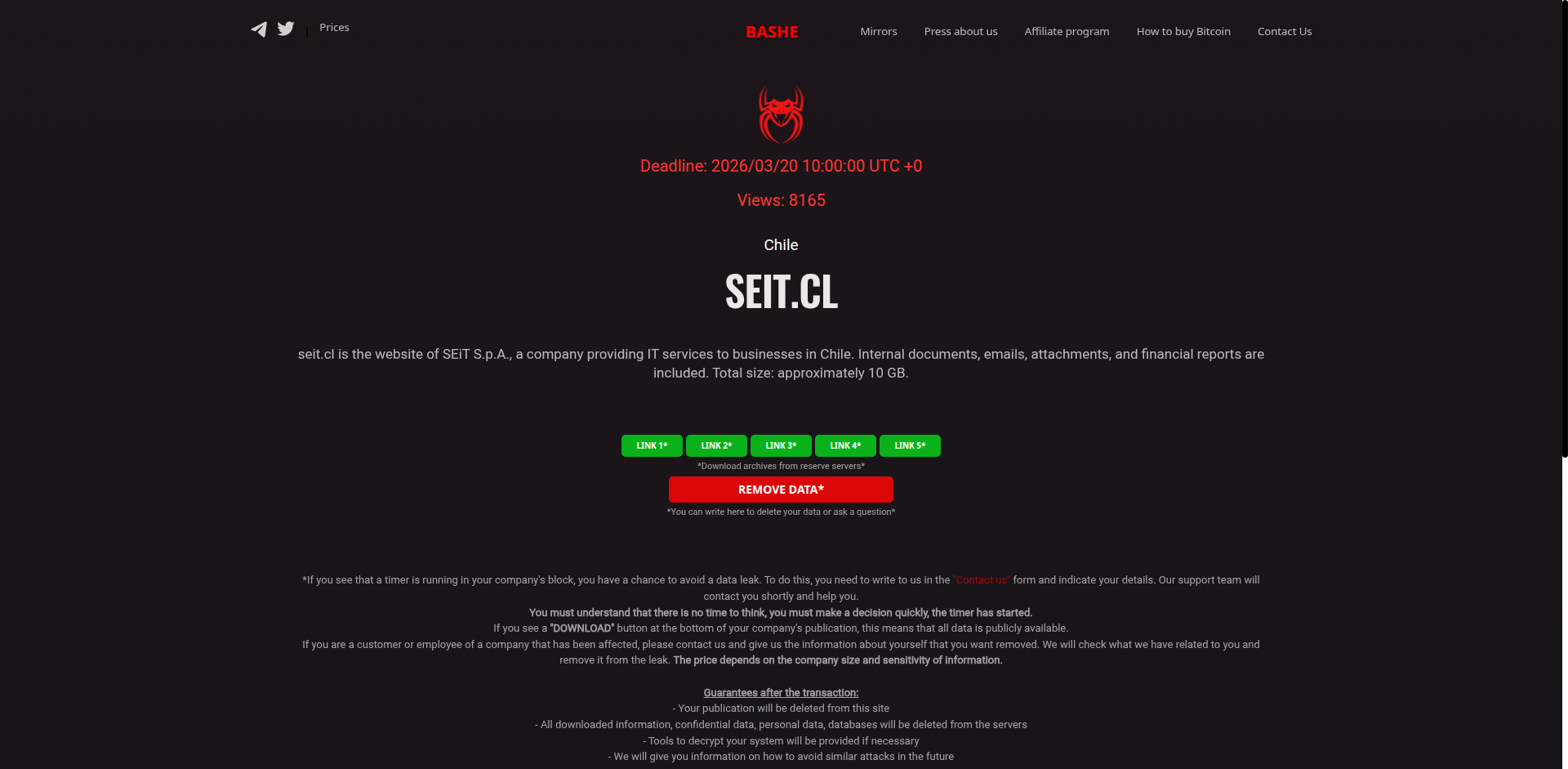 Screenshot del ataque