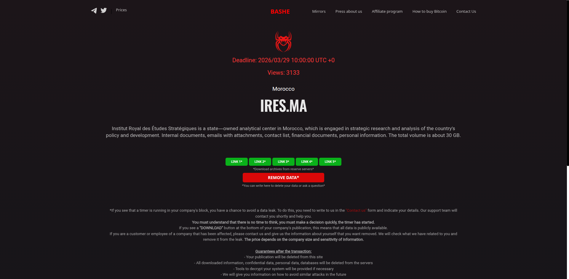 Screenshot del ataque