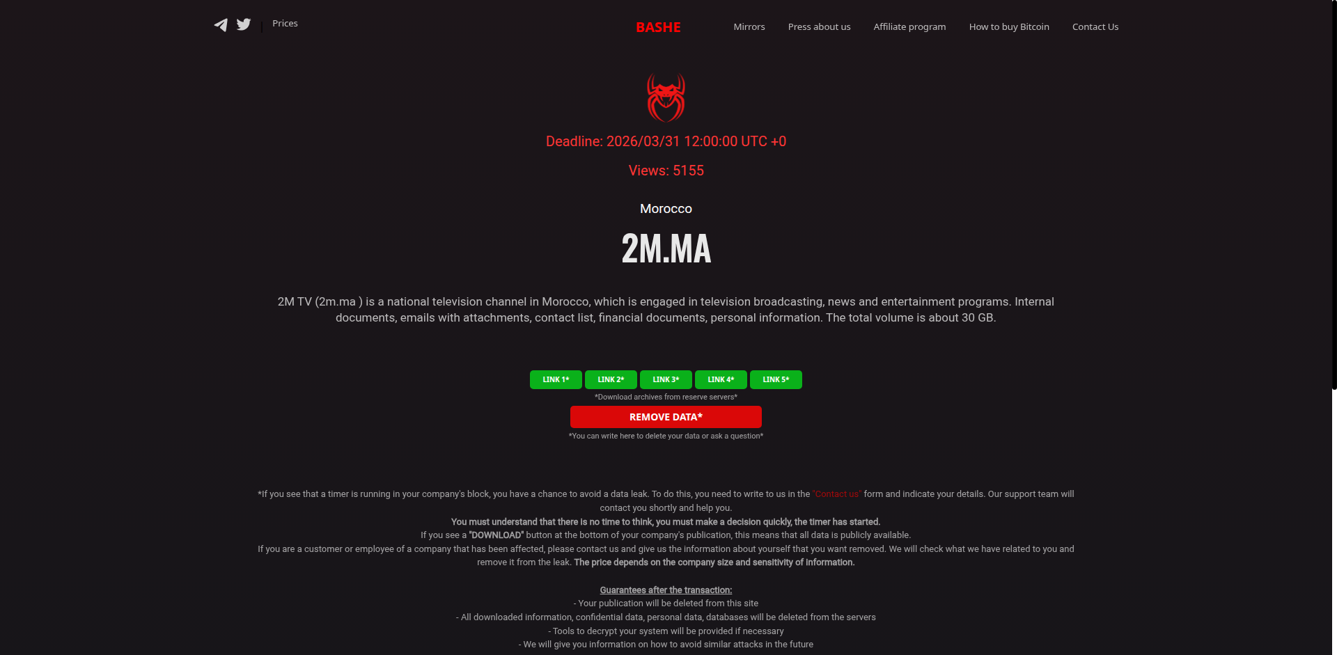Screenshot del ataque