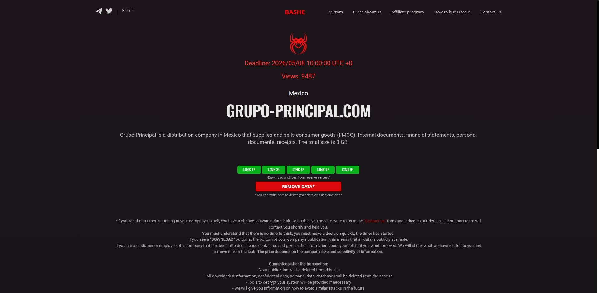 Screenshot del ataque
