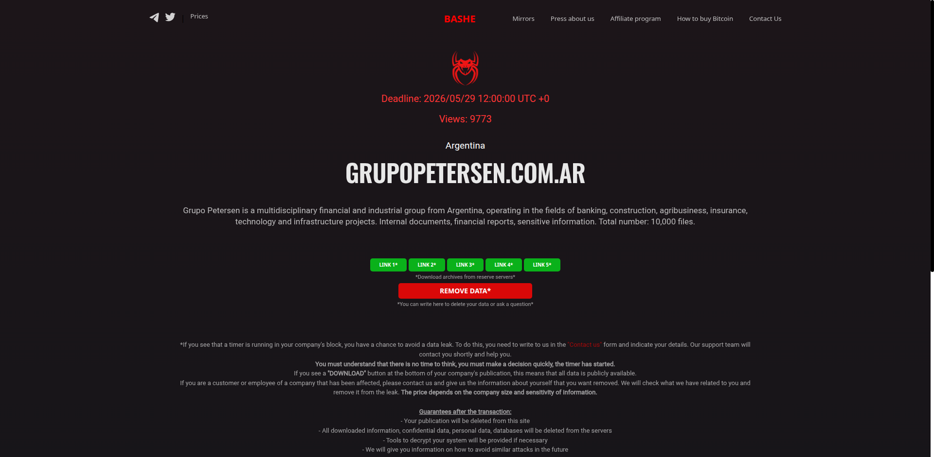Screenshot del ataque